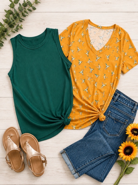 Lane Bryant Tops - Lane Bryant & EVRI Plus Size 22 24 2X Tank Tee Bundle Bird Print Set